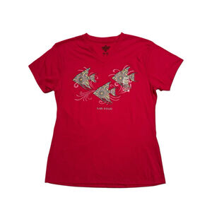 Yacht Club San Diego Souvenir Tee Shirt Womens M PINK Hippie Tropical Fish NWOT